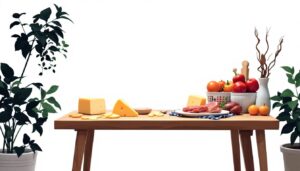 Een tafel met voedsel dat rijk is aan verzadigde vetten.