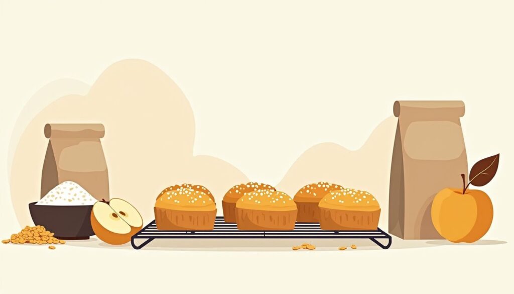 Rustieke keuken met verse appel-havermoutkoekjes op een rek.