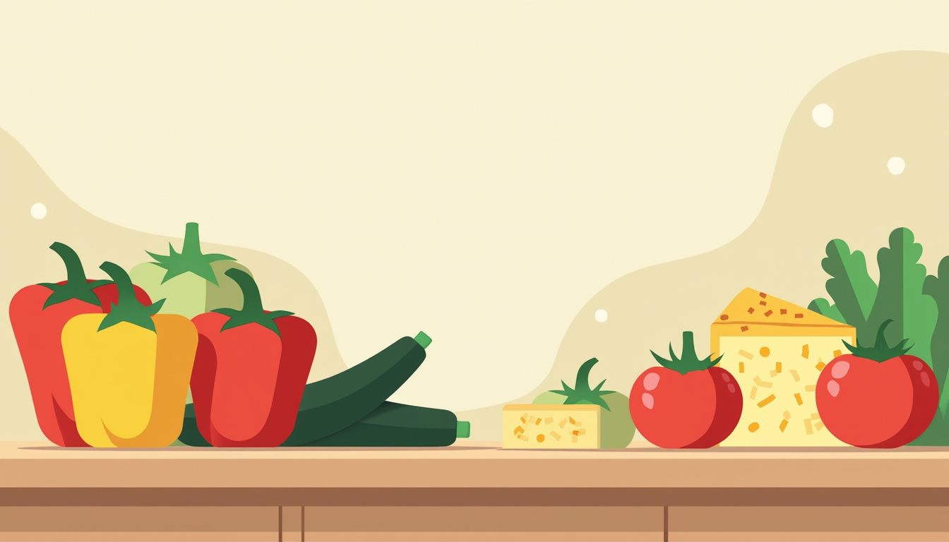 Minimalistische keuken met verse groenten en hele voedingsmiddelen op countertop.